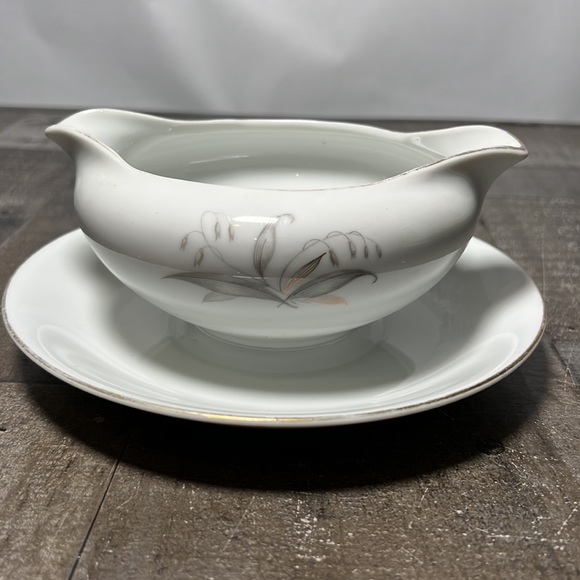 Vintage Kaysons Fine China (Japan) Golden Rhapsody 1961 Gravy Boat w/Plate - Picture 4 of 6